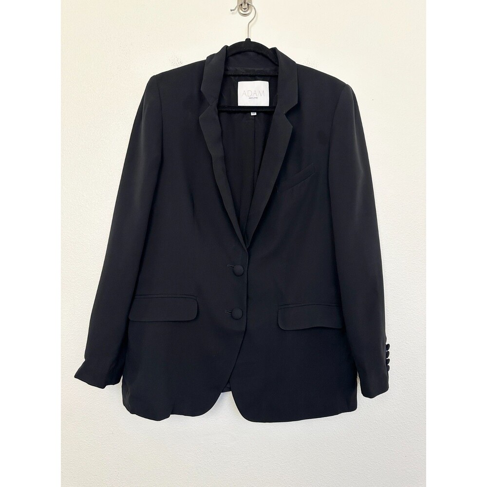 Adam Lippes 100% Silk Blazer Two Button Classic Career Minimalist Black Women 8
